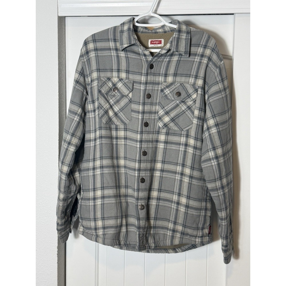 Vintage Wrangler Men's Fleece Lined Blue Plaid Flannel Jacket Size Medium‎